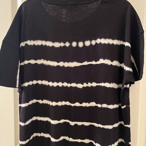 AllSaints Tystripe Cori Tee Black & White Stripe Tie-Dye Oversized T-Shirt XS/S - Picture 11 of 12